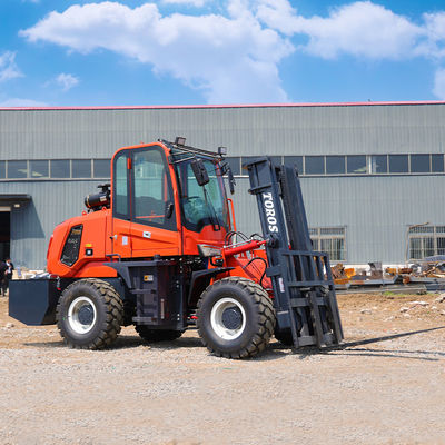 CE Diesel 5 Ton Rough Terrain Forklift With 15 Ft Maximum Forward Reach